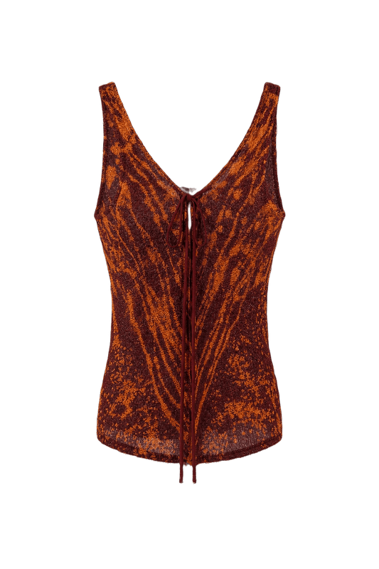 1990s Burnt Orange Rayon Blend Tank Top - Front View