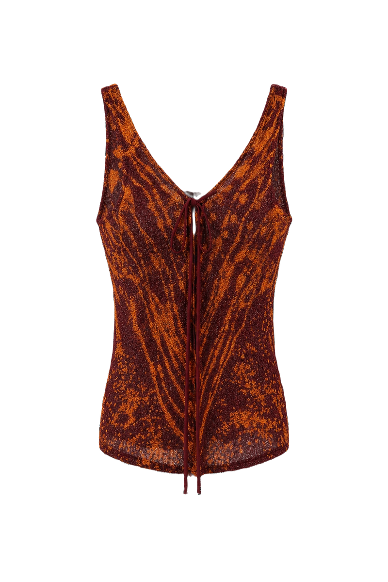 1990s Burnt Orange Rayon Blend Tank Top - Front View