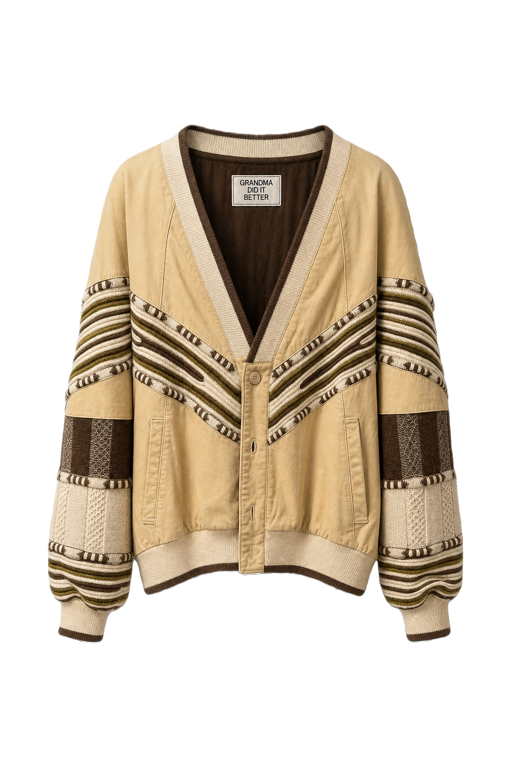 1980s Beige Cotton Blend Jacket - Front View