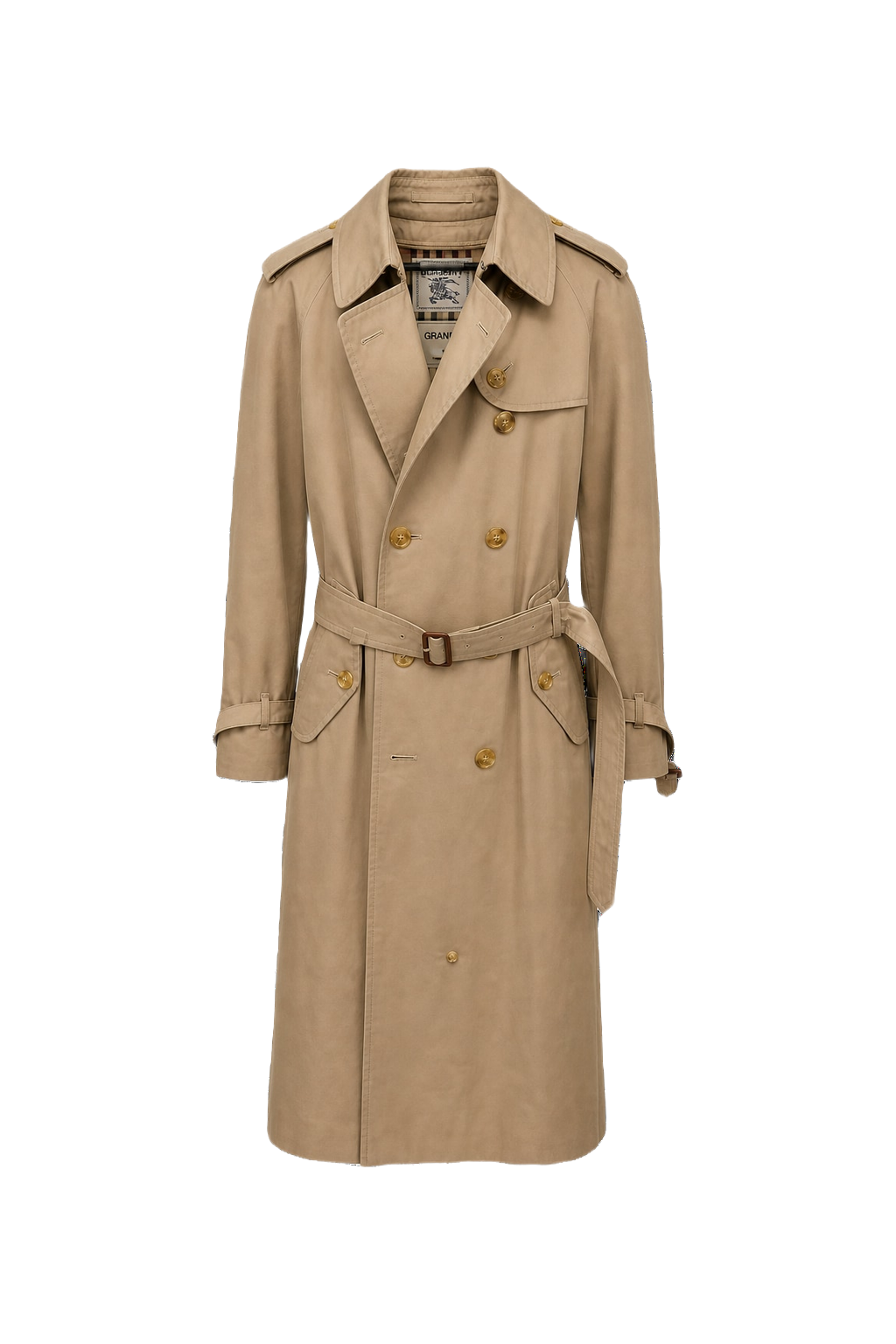 1980s Beige Cotton Blend Trench Coat - Front View