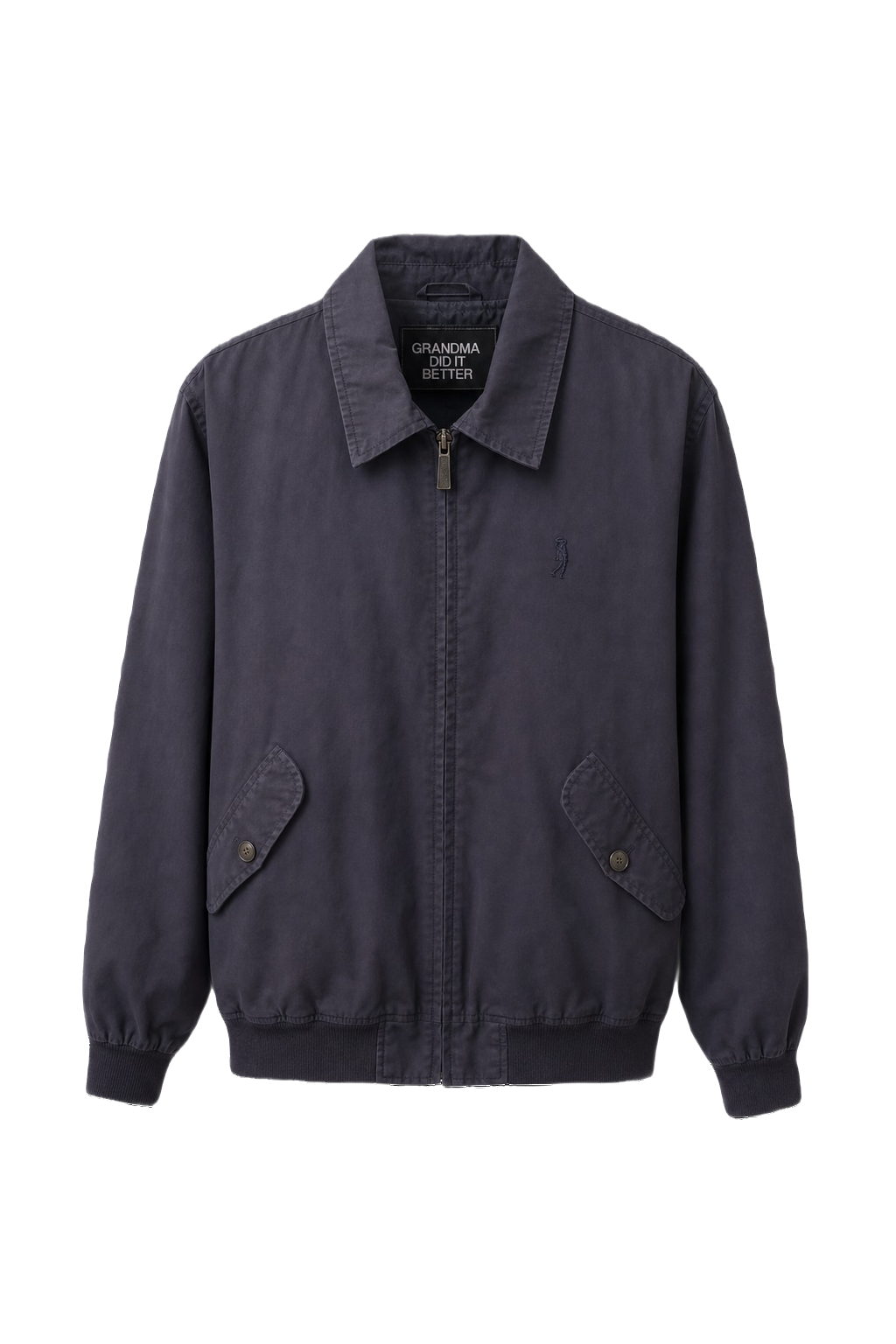 1980s Navy Blue Cotton Blend Windbreaker - Front View