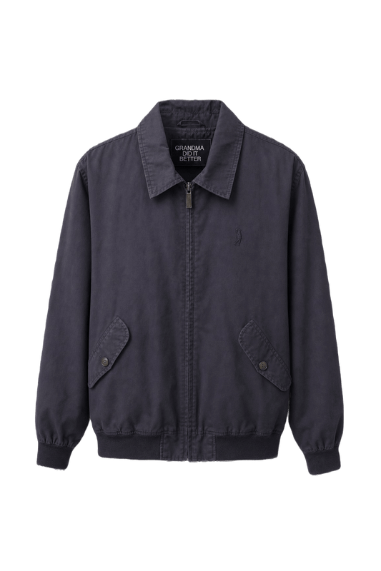 1980s Navy Blue Cotton Blend Windbreaker - Front View