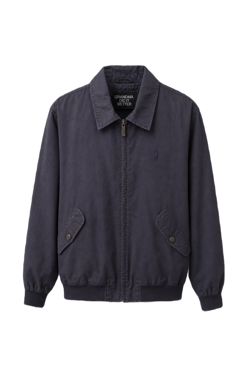 1980s Navy Blue Cotton Blend Windbreaker - Front View