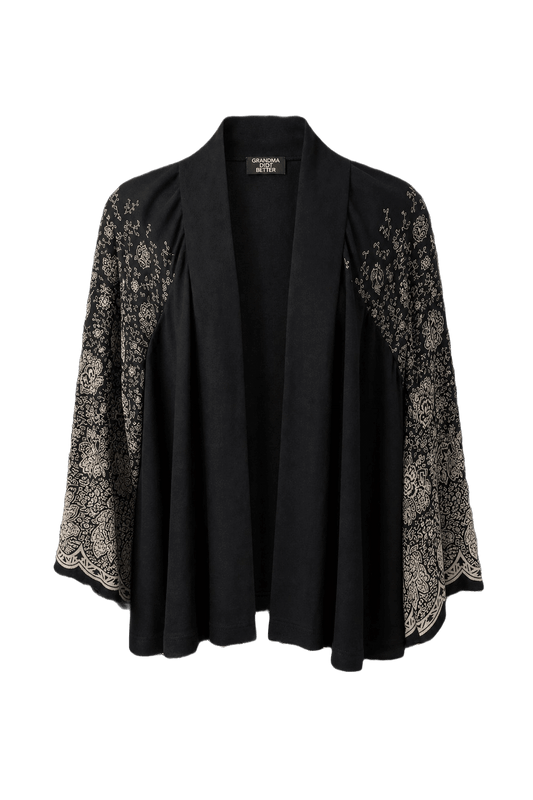 1970s Black Rayon Blend Jacket - Front View