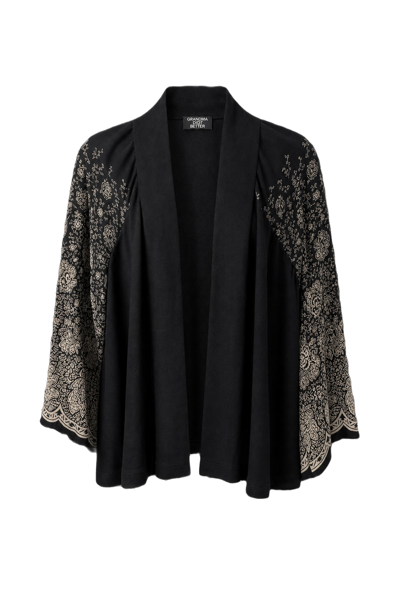1970s Black Rayon Blend Jacket - Front View