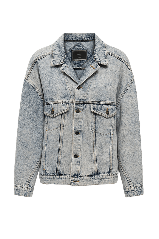 1980s Light Blue Denim Jacket - Front View