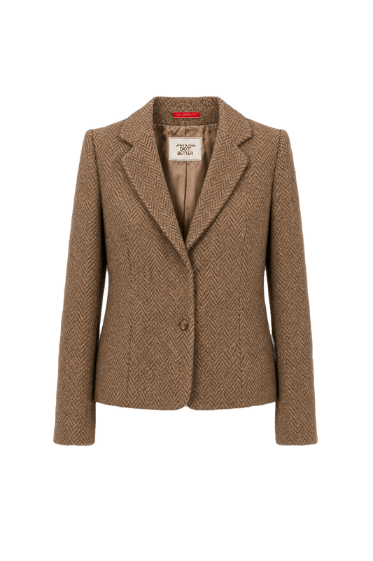 1970s Brown Wool Blend Blazer - Front View