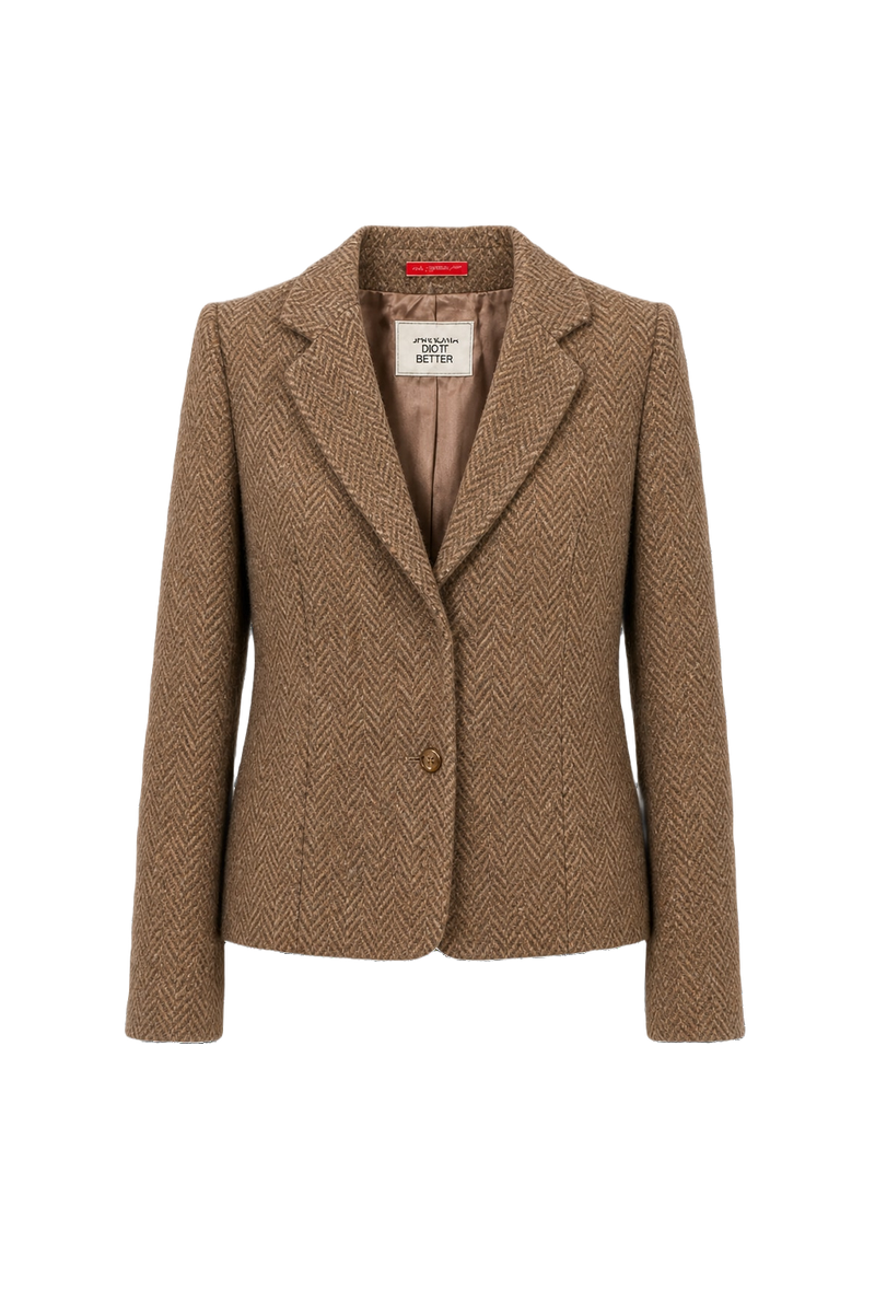 1970s Brown Wool Blend Blazer - Front View