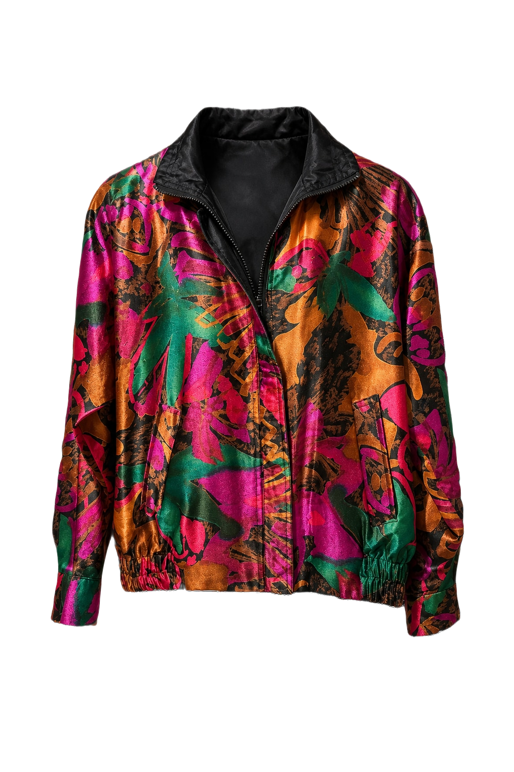 1980s Multicolor Synthetic Jacket - Front View