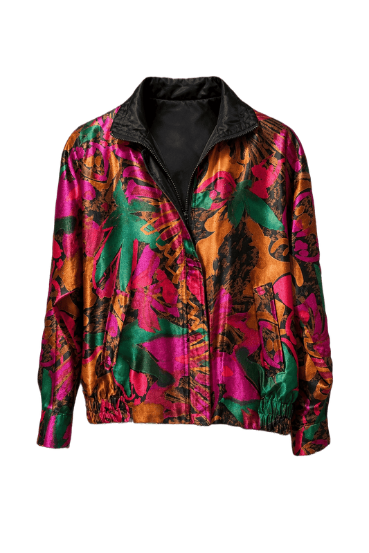 1980s Multicolor Synthetic Jacket - Front View