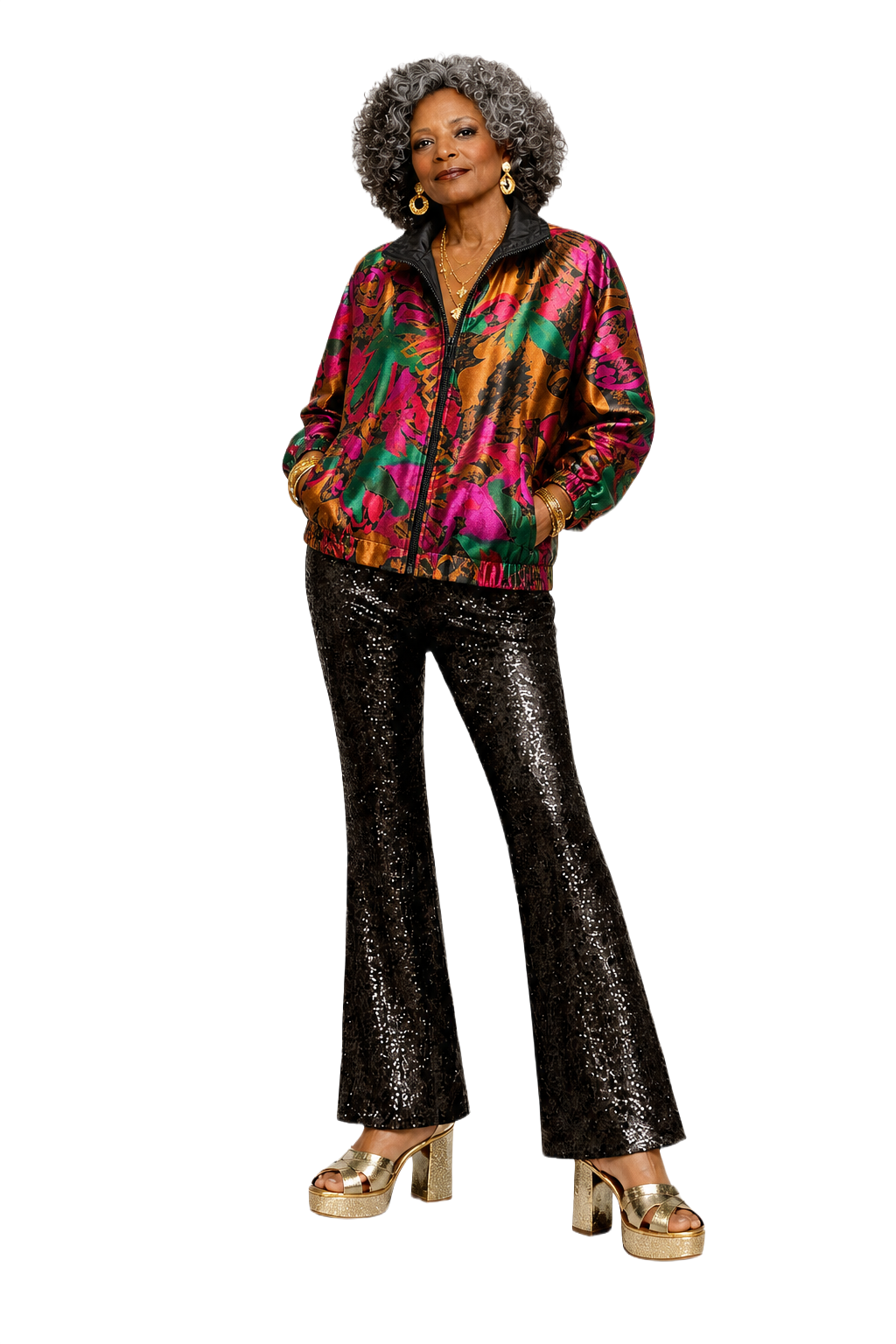 1980s Multicolor Synthetic Jacket - Model