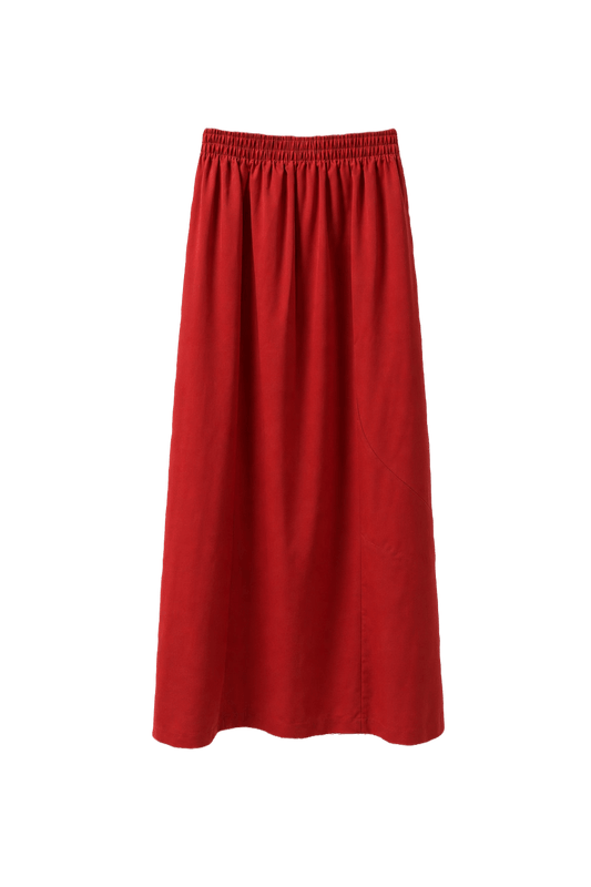 1970s Red Synthetic Blend Skirt - Front View