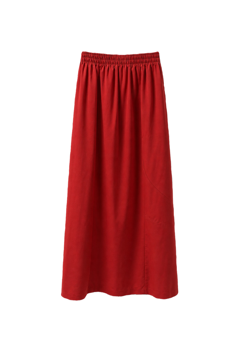 1970s Red Synthetic Blend Skirt - Front View