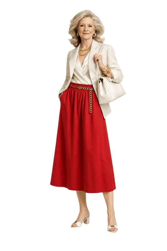 1970s Red Synthetic Blend Skirt - Model