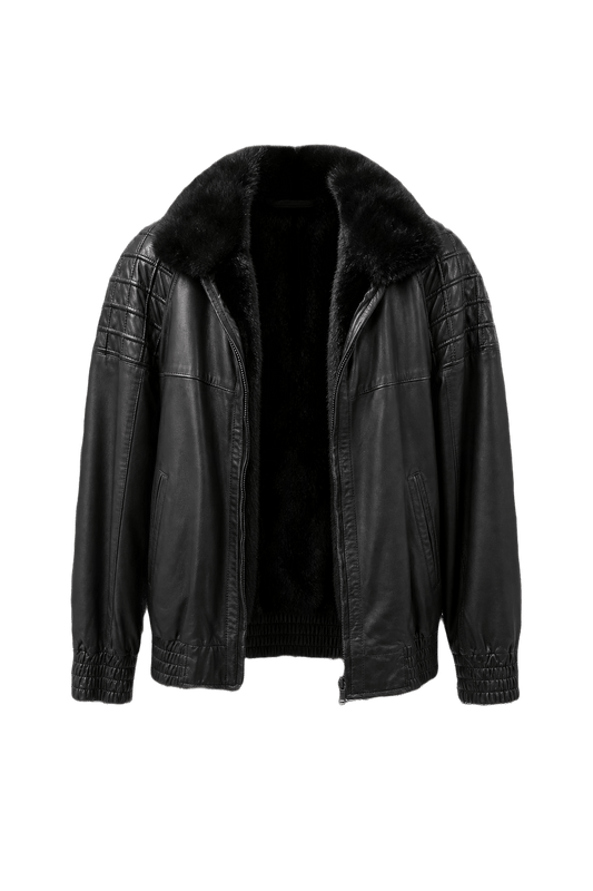 1980s Black Leather Jacket - Front View