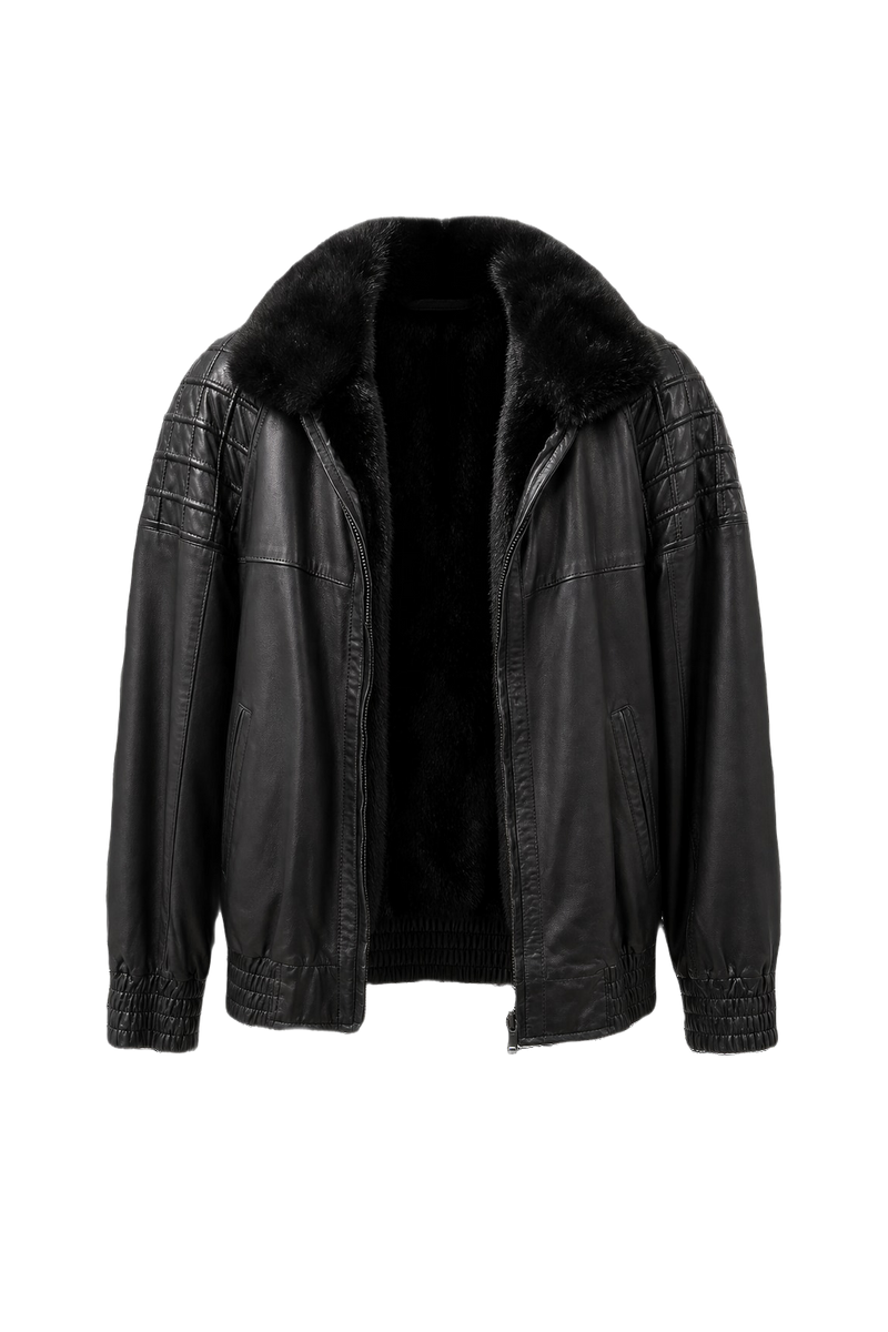 1980s Black Leather Jacket - Front View