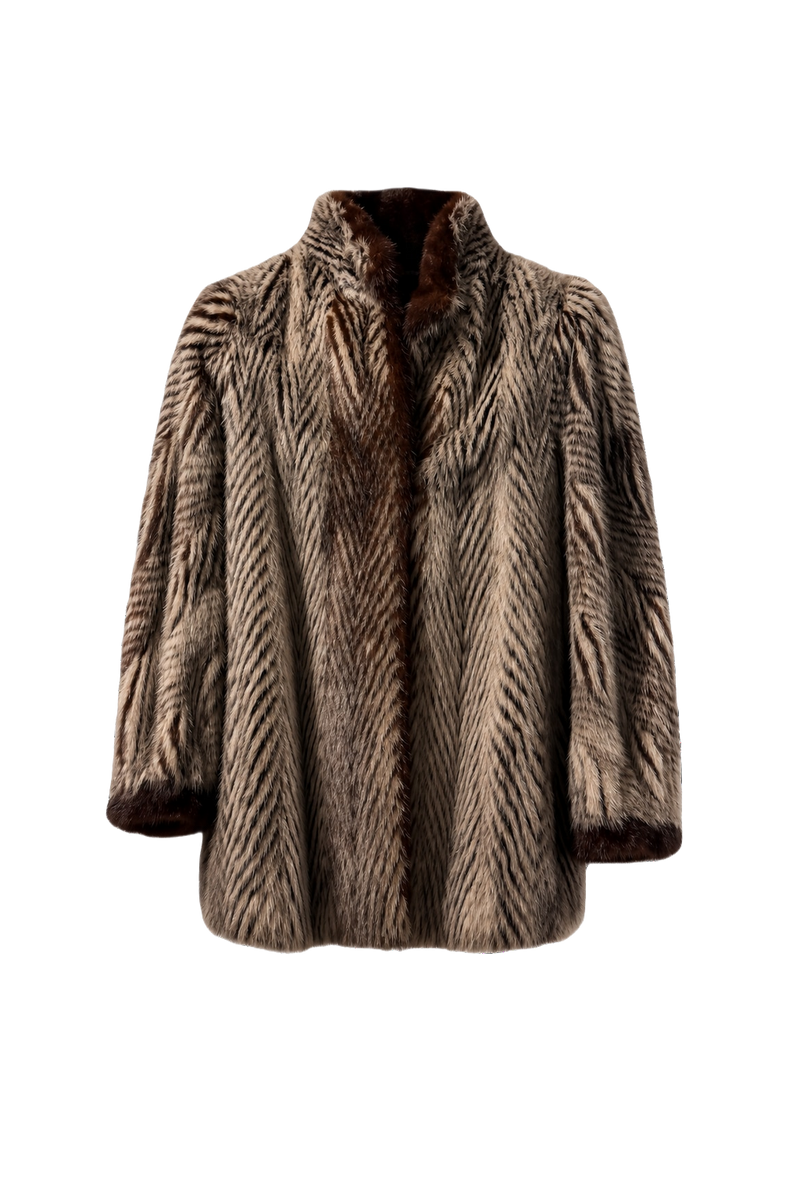 1980s Brown Fur Coat - Front View