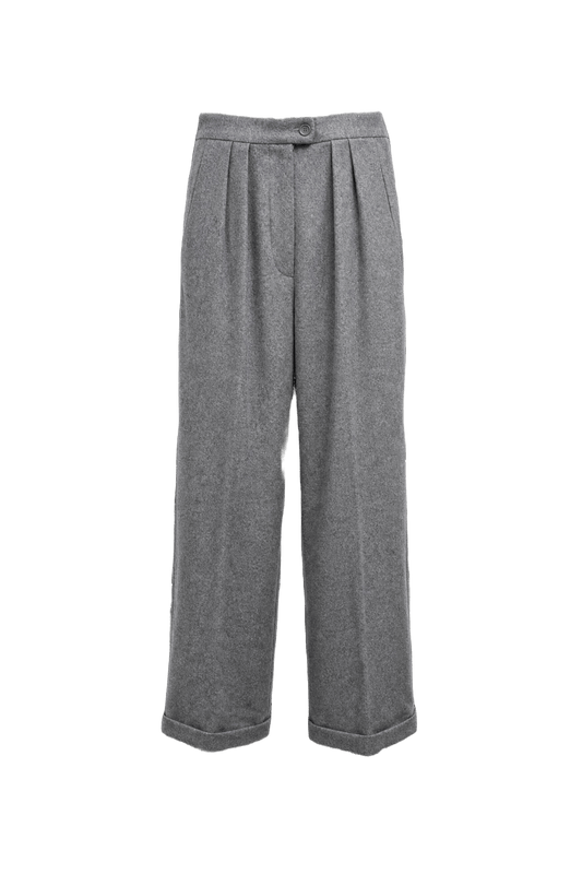 1990s Gray Wool Blend Trousers - Front View