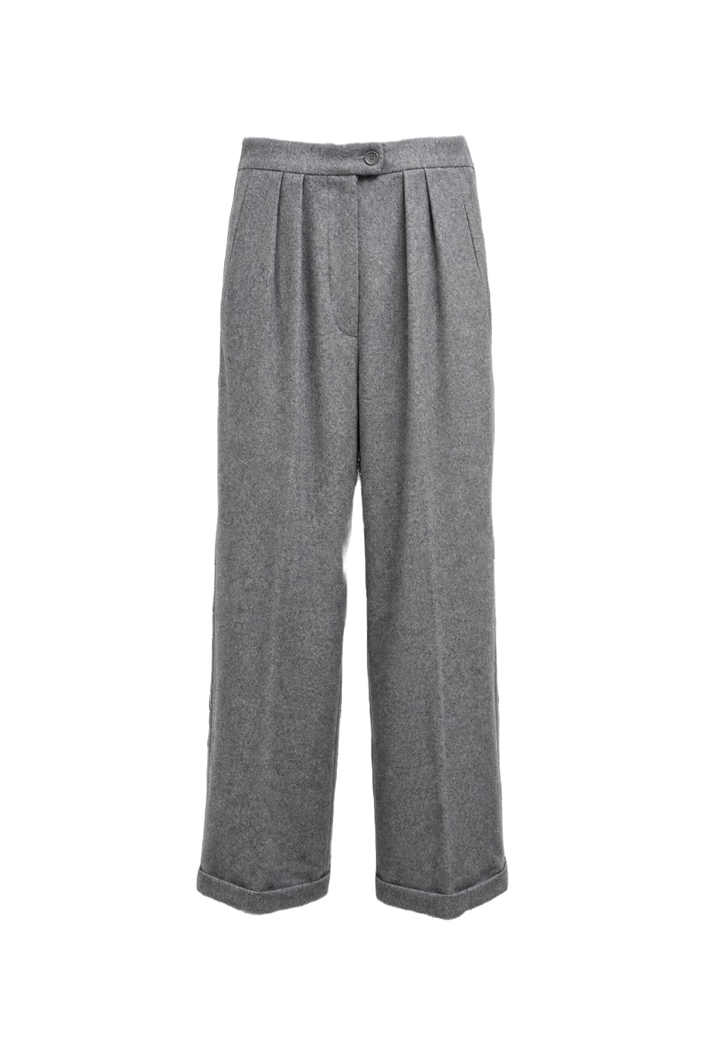 1990s Gray Wool Blend Trousers - Front View