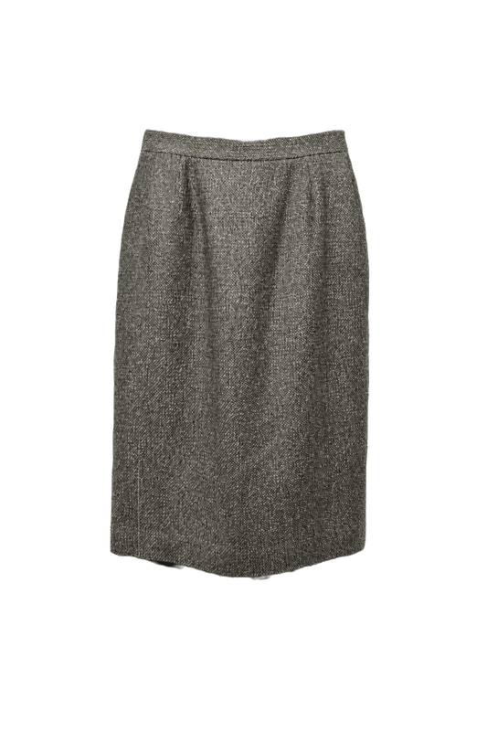 1980s Grey Synthetic Blend Skirt - Front View