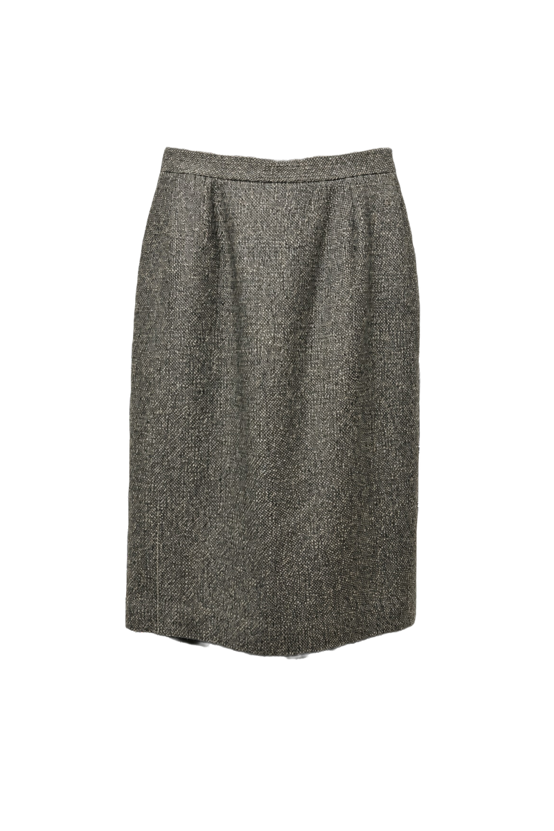 1980s Grey Synthetic Blend Skirt - Front View