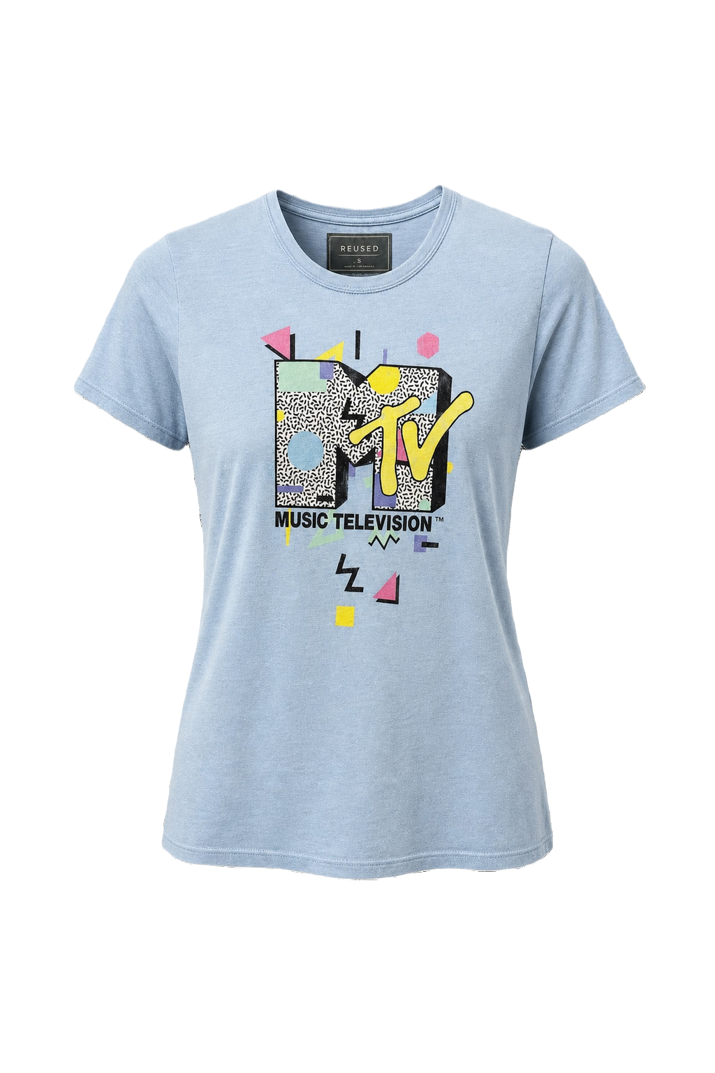 1990s Light Blue Cotton T-Shirt - Front View