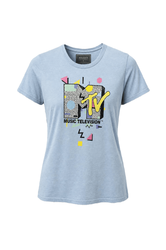 1990s Light Blue Cotton T-Shirt - Front View