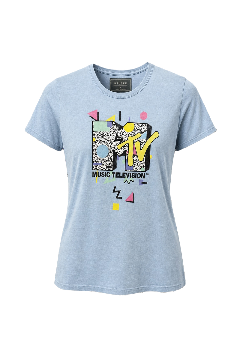1990s Light Blue Cotton T-Shirt - Front View