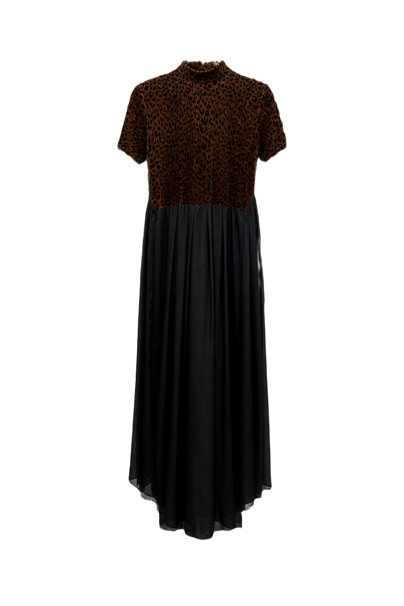 1980s Brown Velvet Dress - Front View