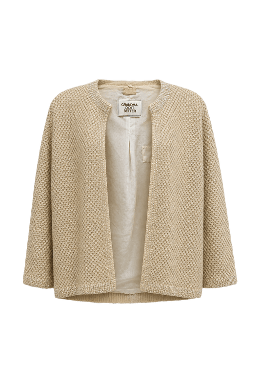 1950s Cream Wool Blend Jacket - Front View
