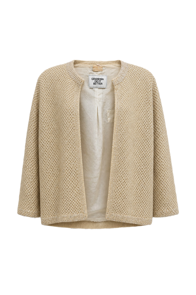 1950s Cream Wool Blend Jacket - Front View