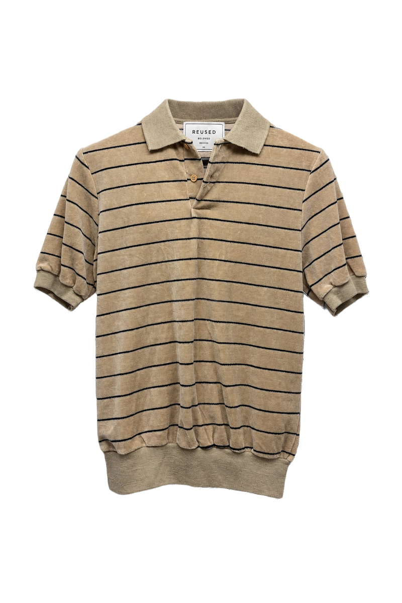 1970s Tan Knit Polo - Front View