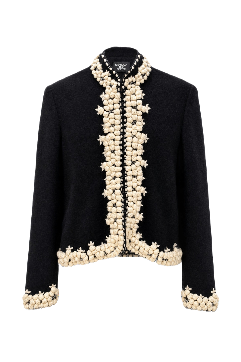 1990s Black Wool Jacket - Front View