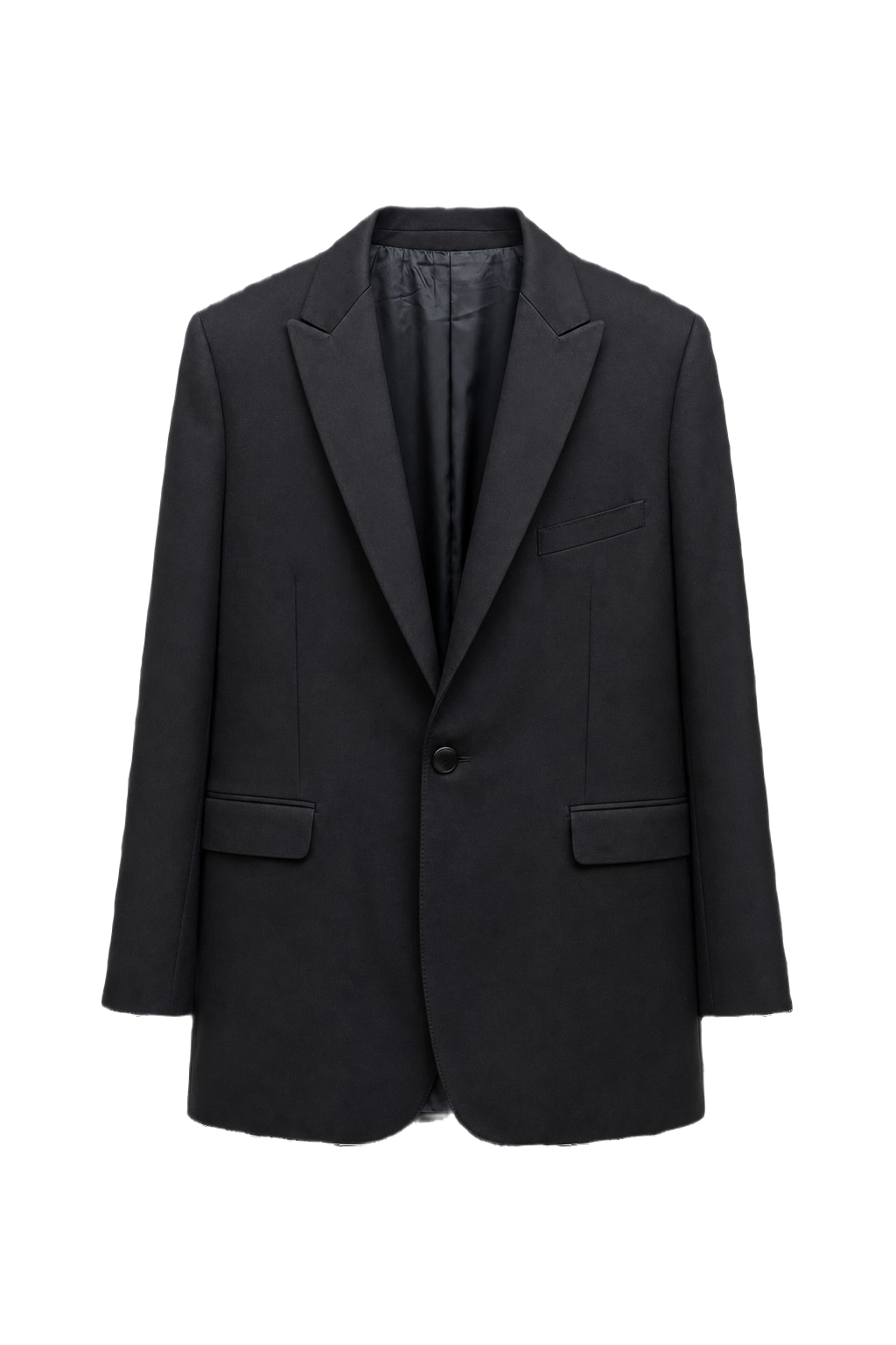 1990s Black Wool Blend Blazer - Front View