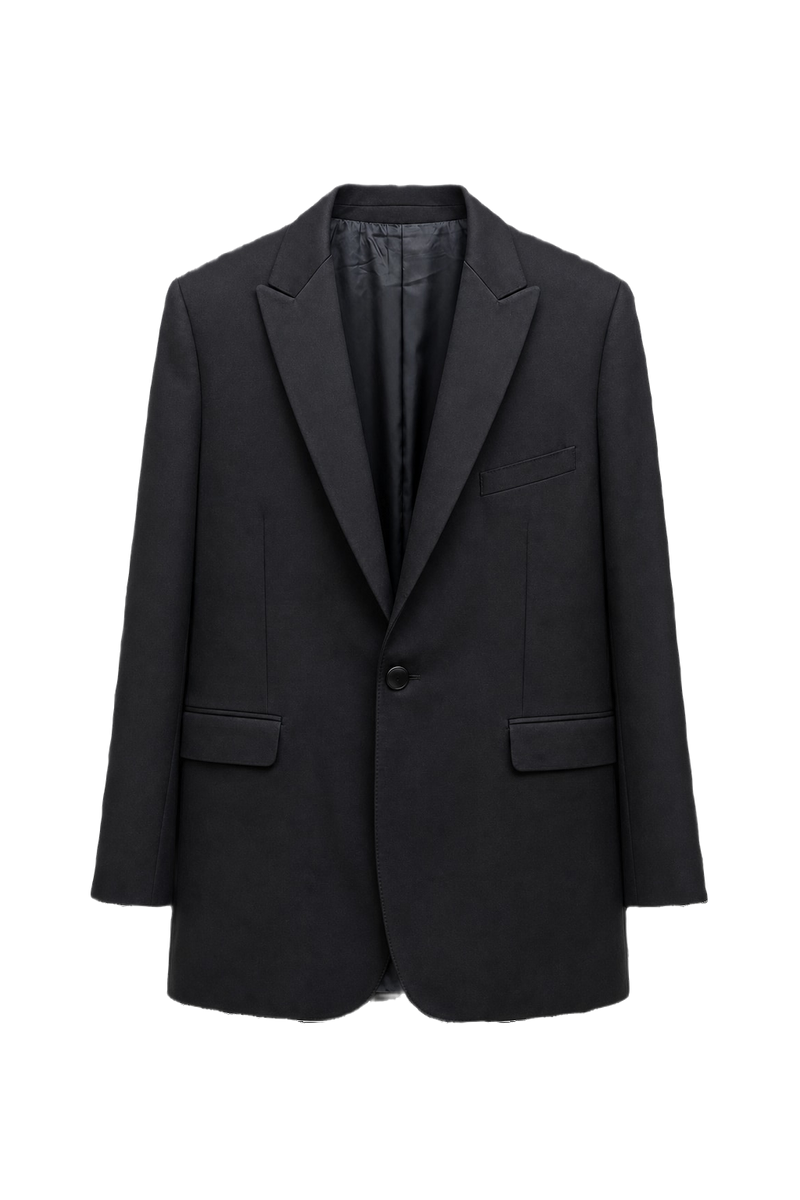 1990s Black Wool Blend Blazer - Front View