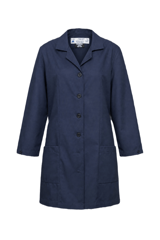 1970s Navy Blue Cotton Blend Coat - Front View