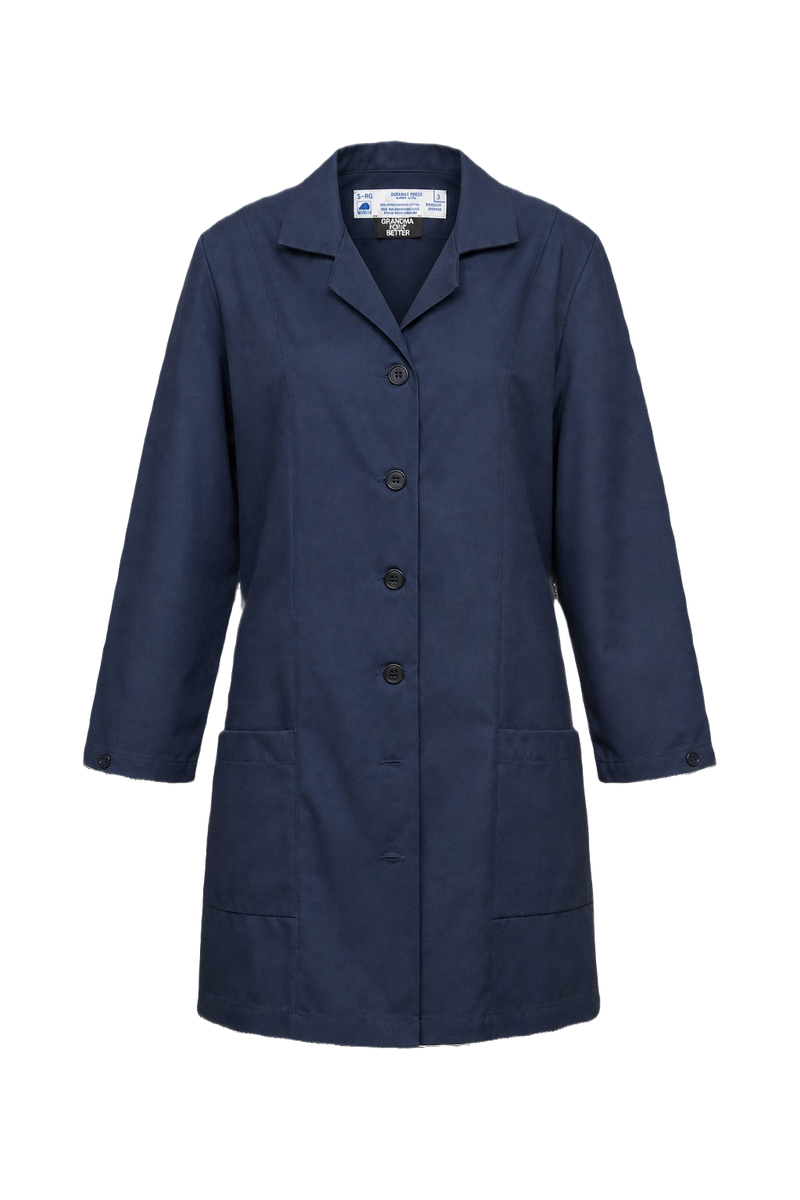 1970s Navy Blue Cotton Blend Coat - Front View