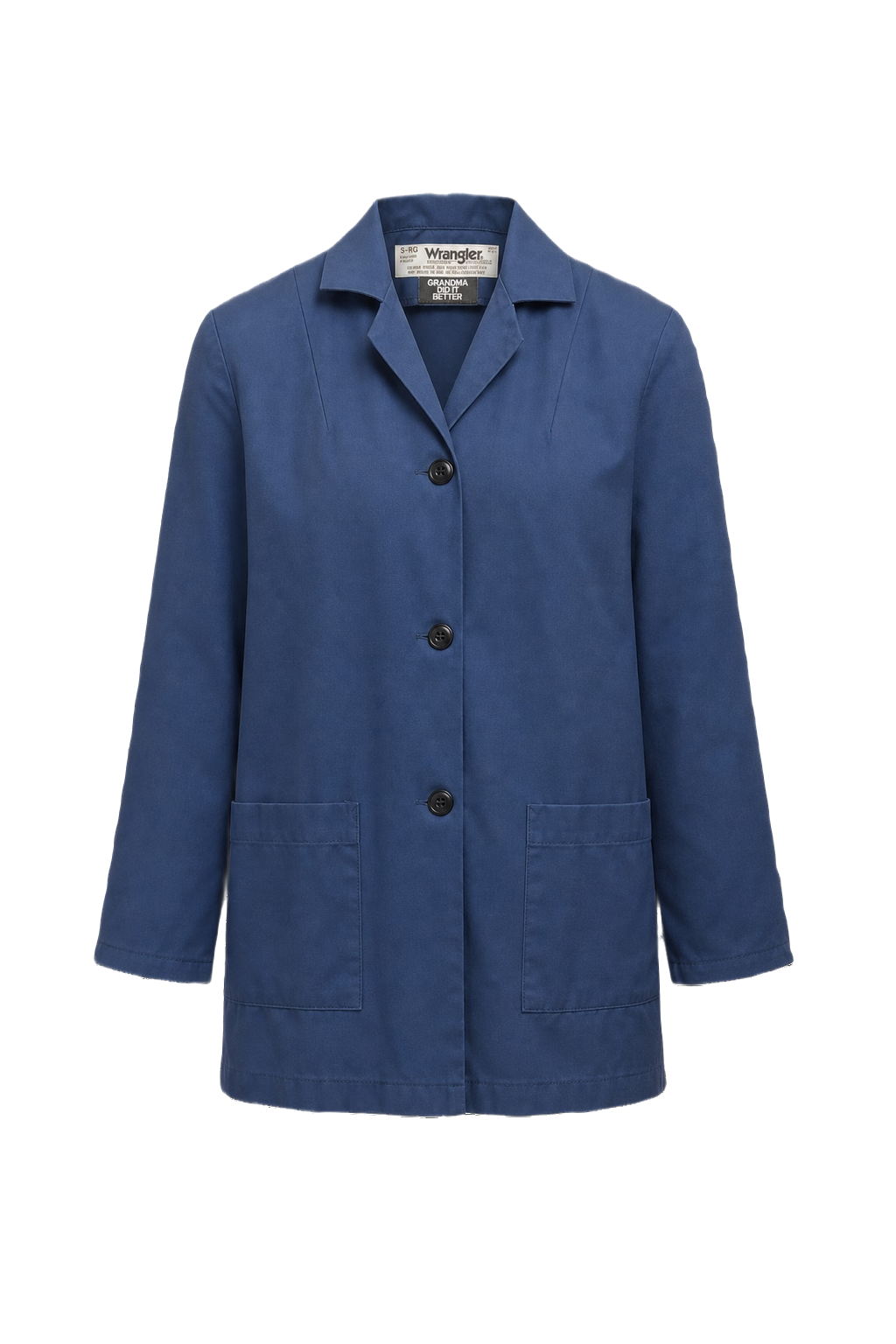 1970s Navy Blue Cotton Blend Jacket - Front View
