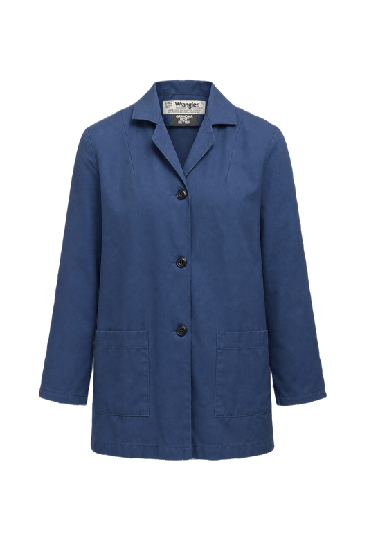1970s Navy Blue Cotton Blend Jacket - Front View