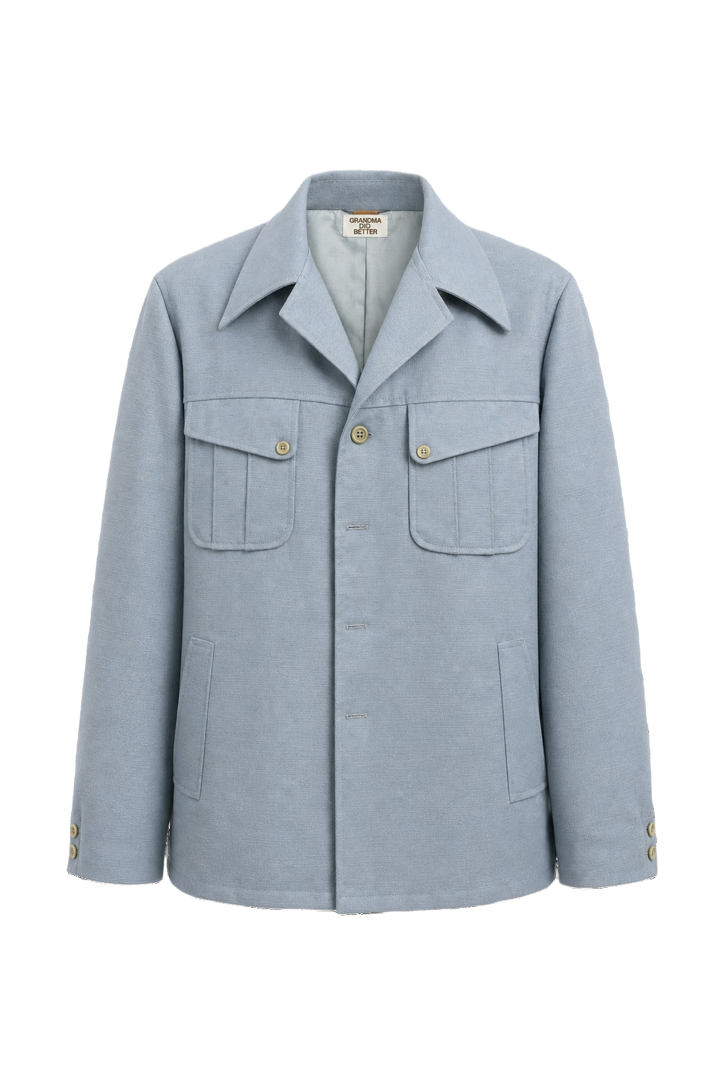 1970s Light Blue Polyester Blend Jacket - Front View