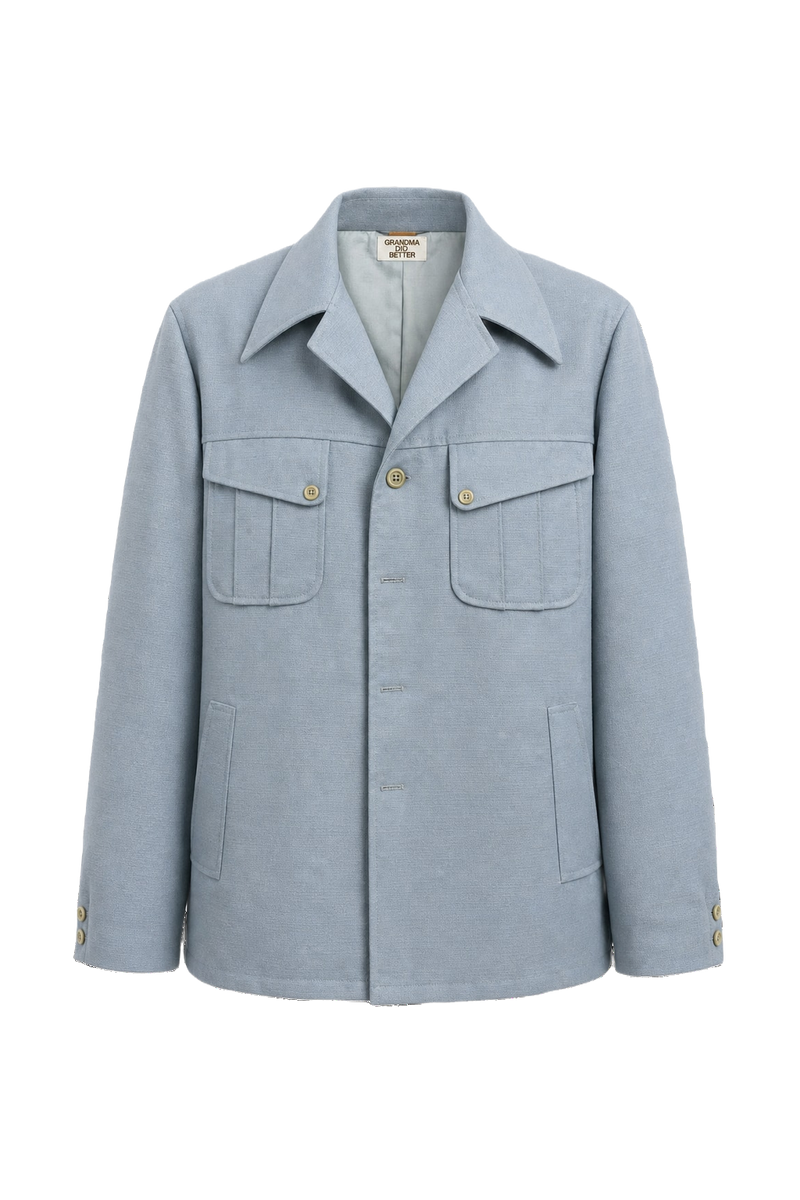 1970s Light Blue Polyester Blend Jacket - Front View