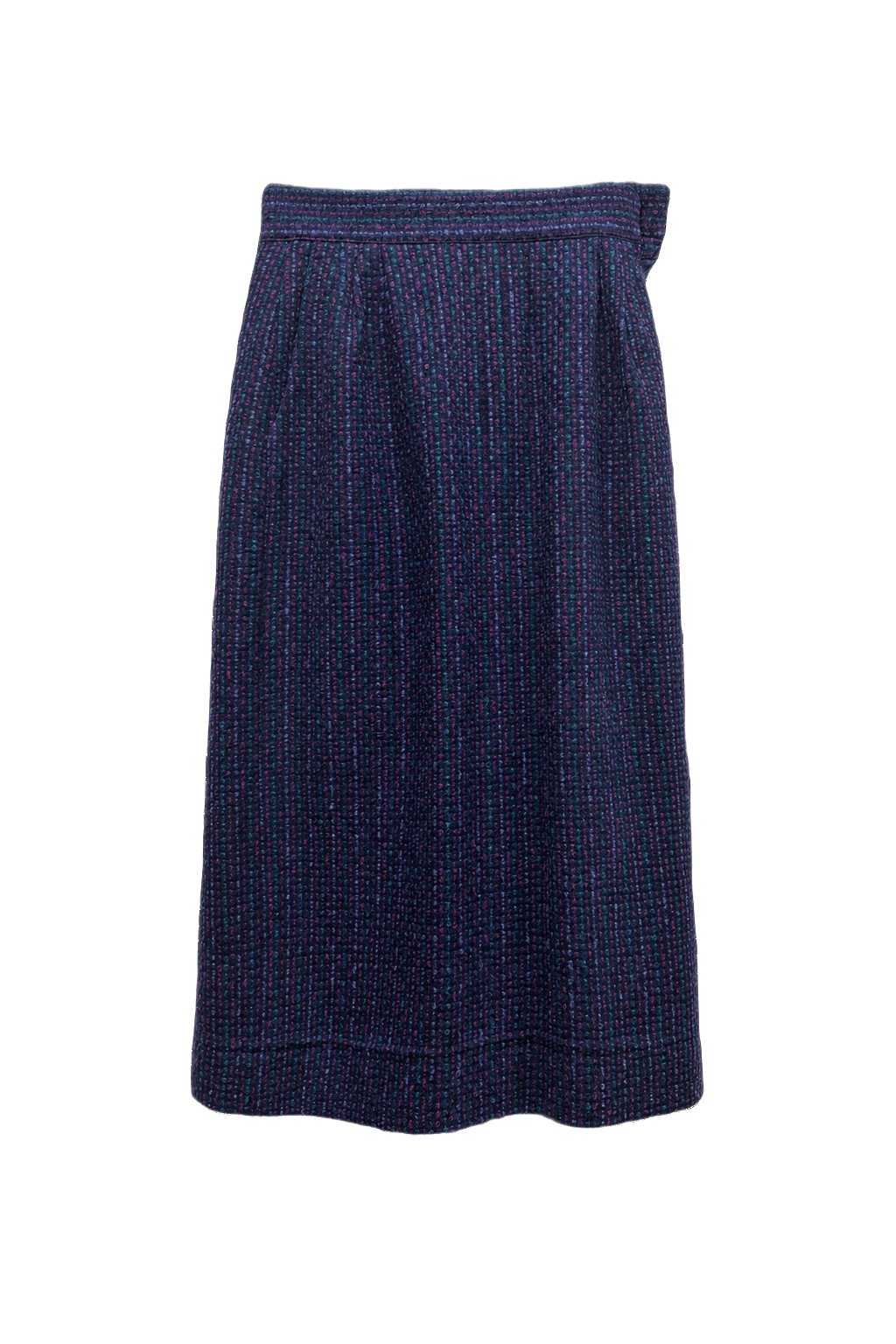 1980s Navy Blue Wool Skirt - Front View