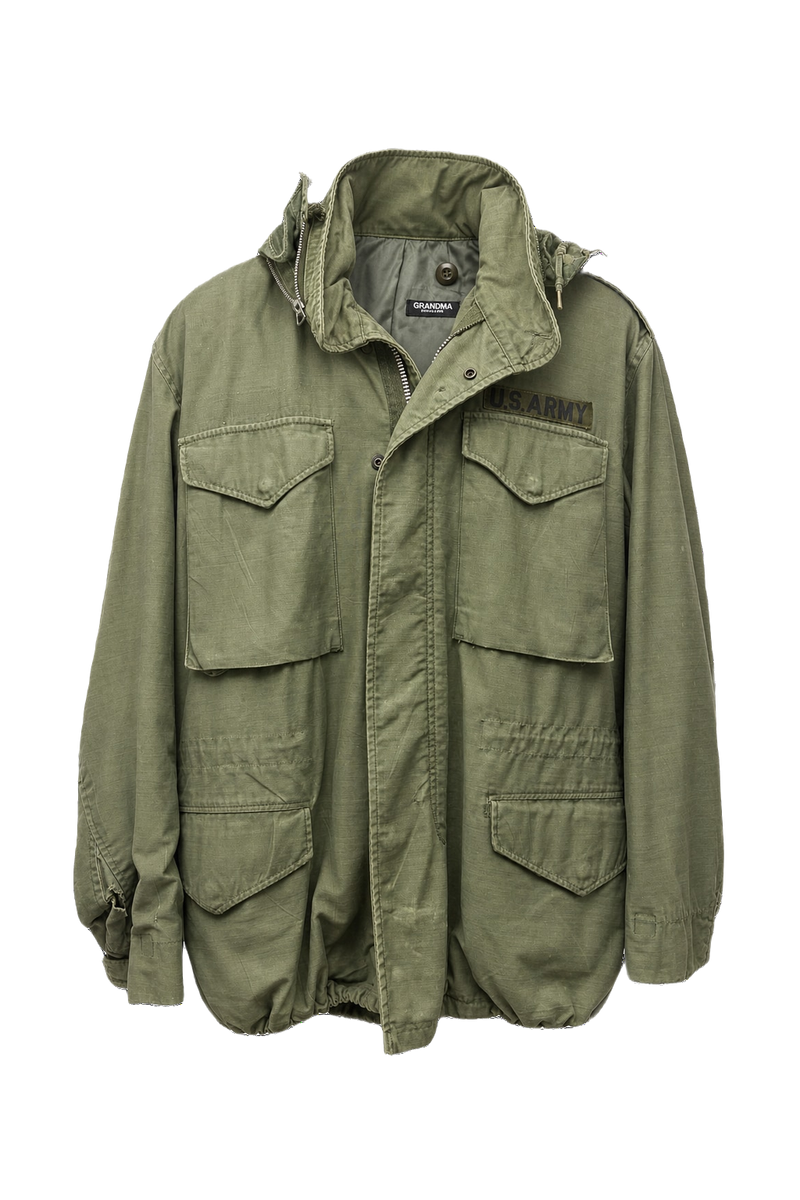1970s Olive Green Cotton Jacket - Front View