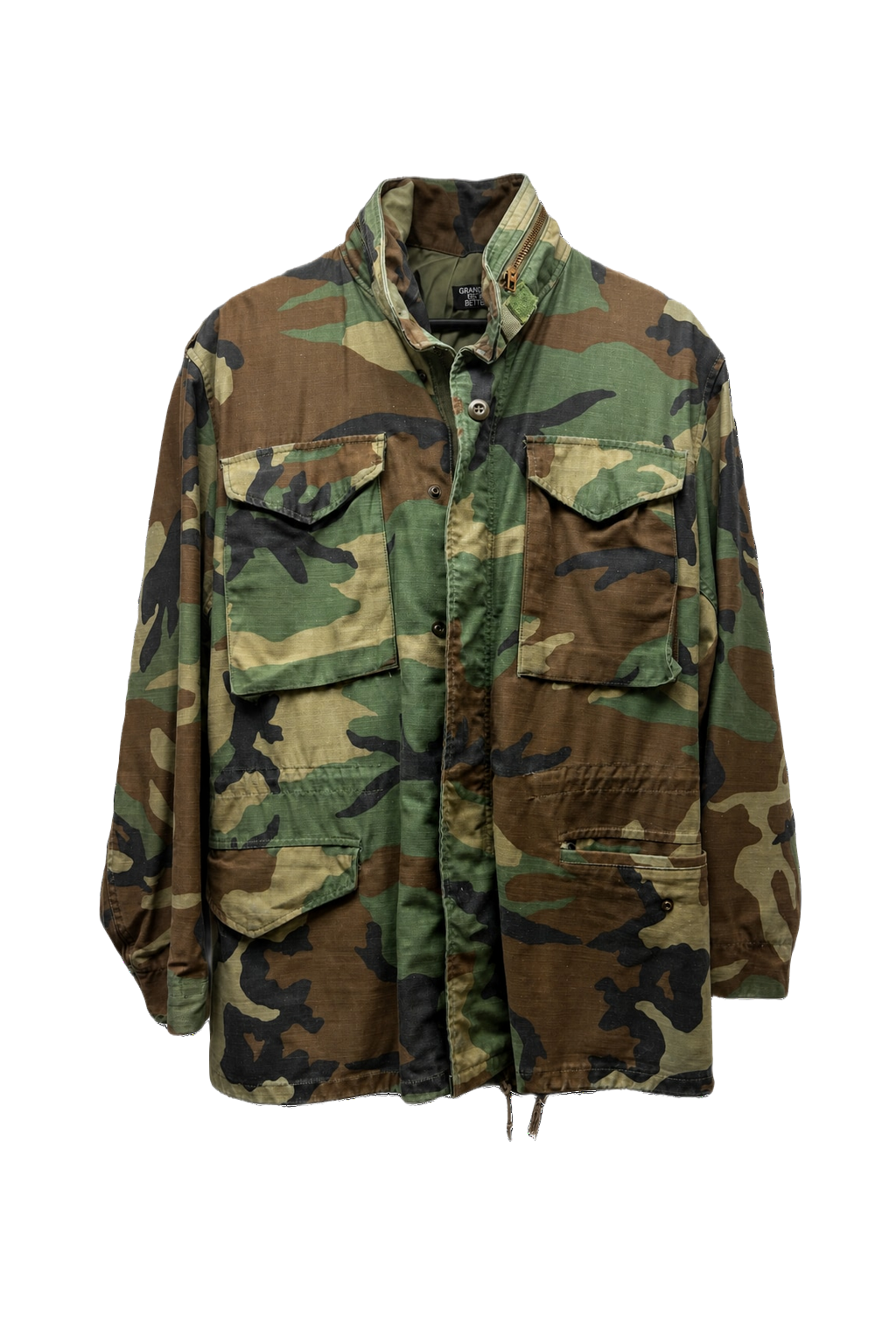1990s Camouflage Cotton Blend Jacket - Front View
