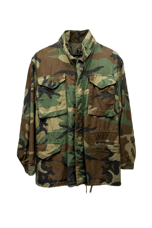 1990s Camouflage Cotton Blend Jacket - Front View