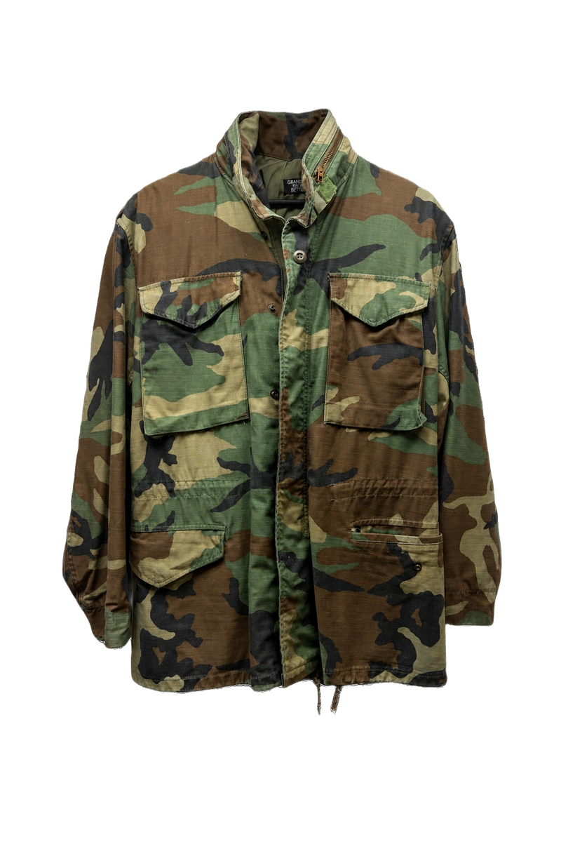 1990s Camouflage Cotton Blend Jacket - Front View