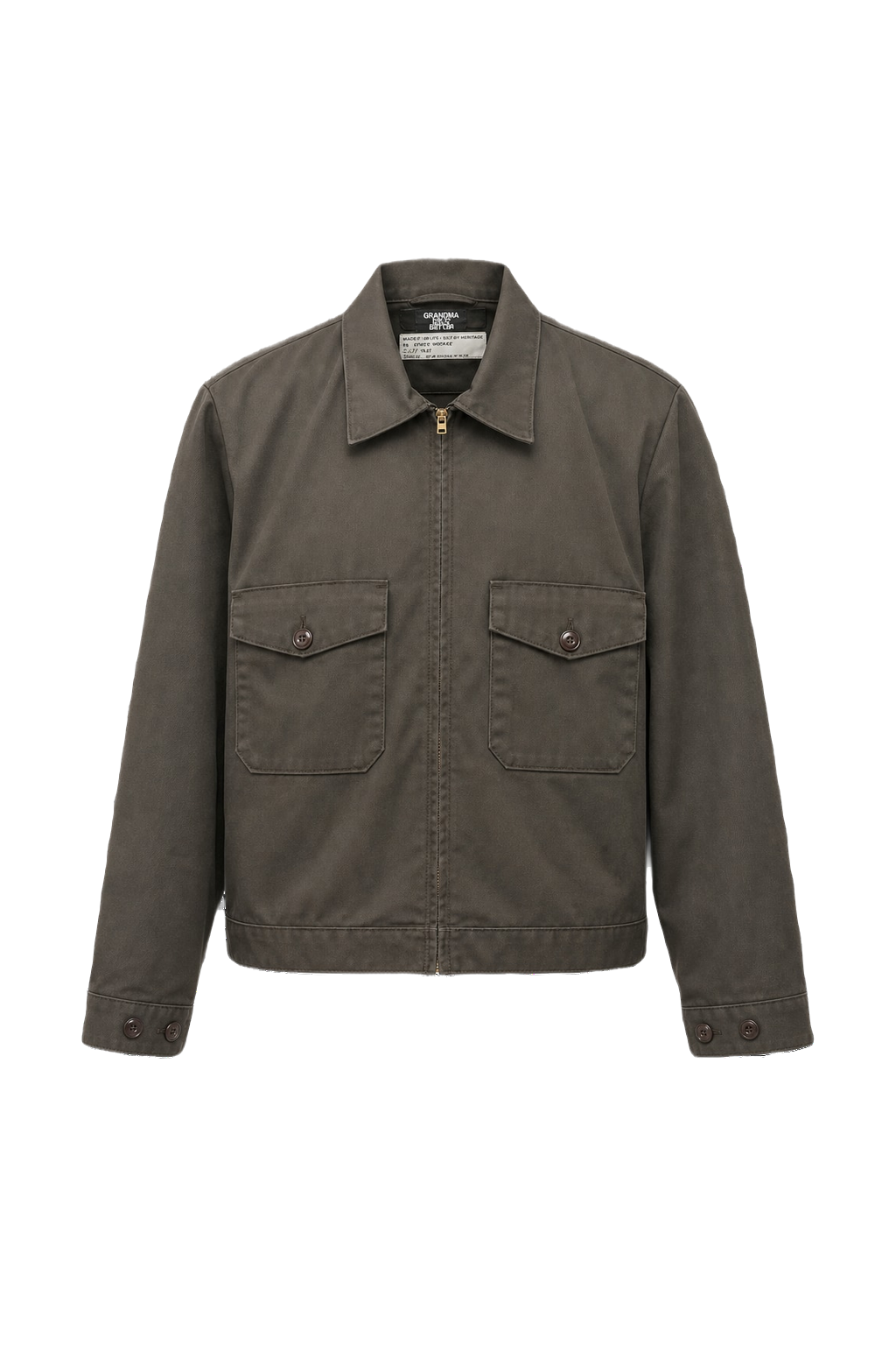 1970s Dark Olive Green Cotton Blend Jacket - Front View