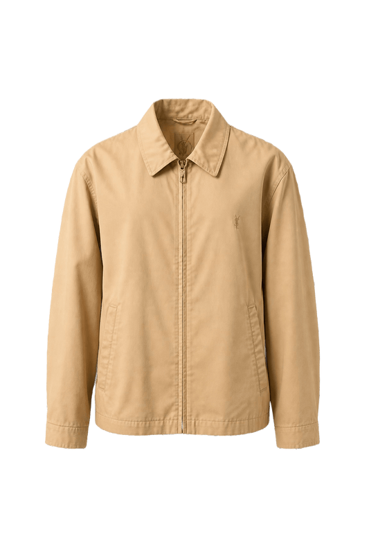 1980s Beige Cotton Blend Jacket - Front View