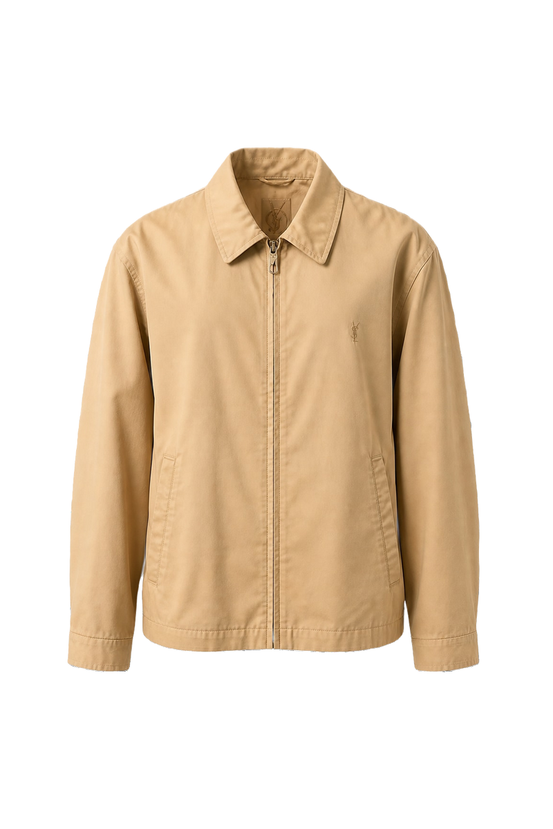 1980s Beige Cotton Blend Jacket - Front View