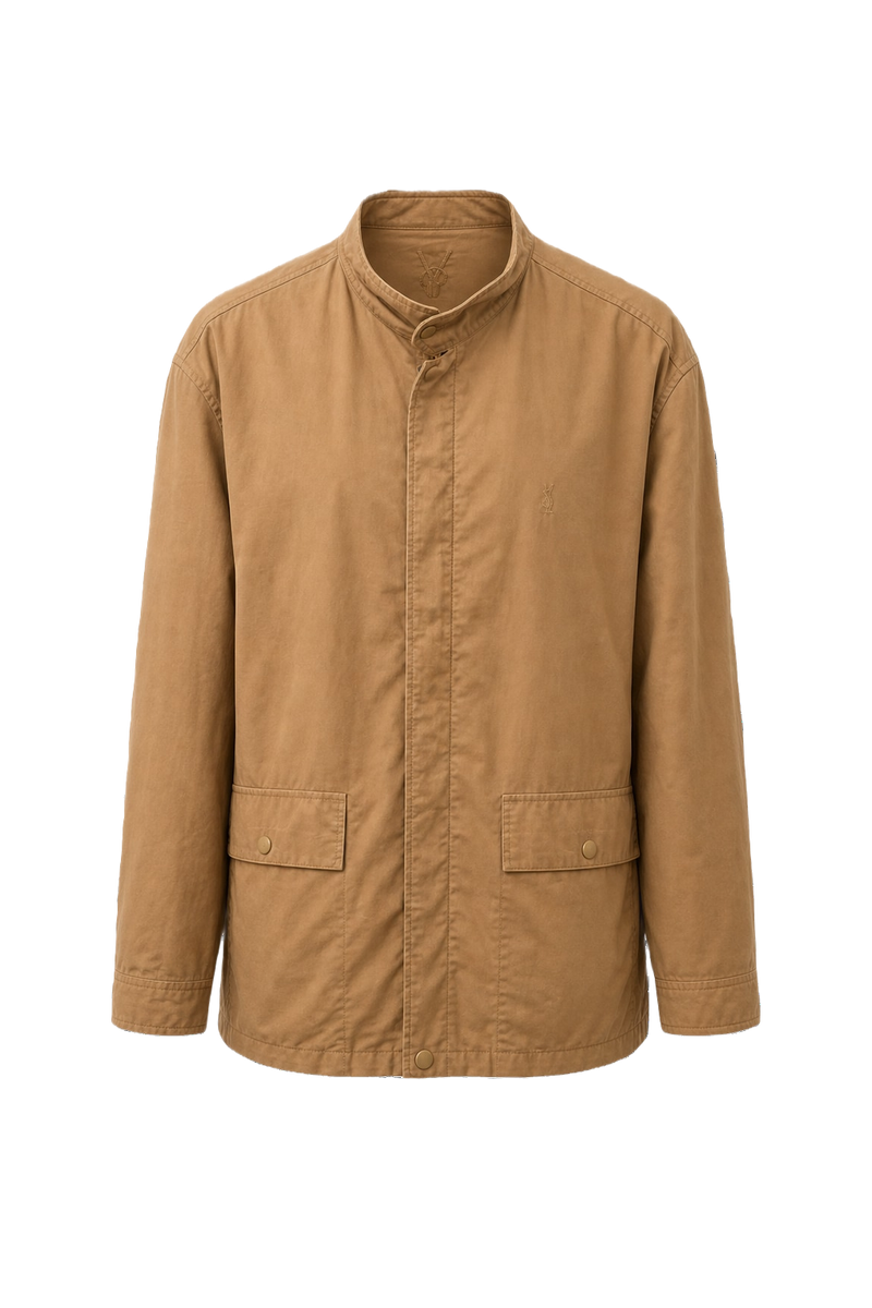 1980s Tan Cotton Blend Jacket - Front View